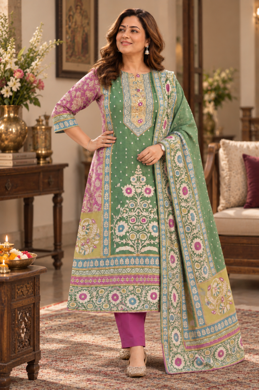 Hina Karachi Muslin Suit with Aari Work