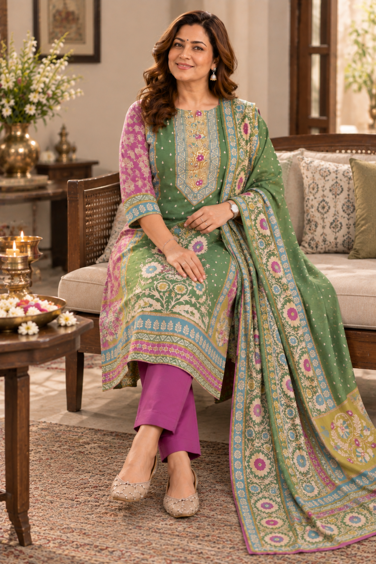 Hina Karachi Muslin Suit with Aari Work