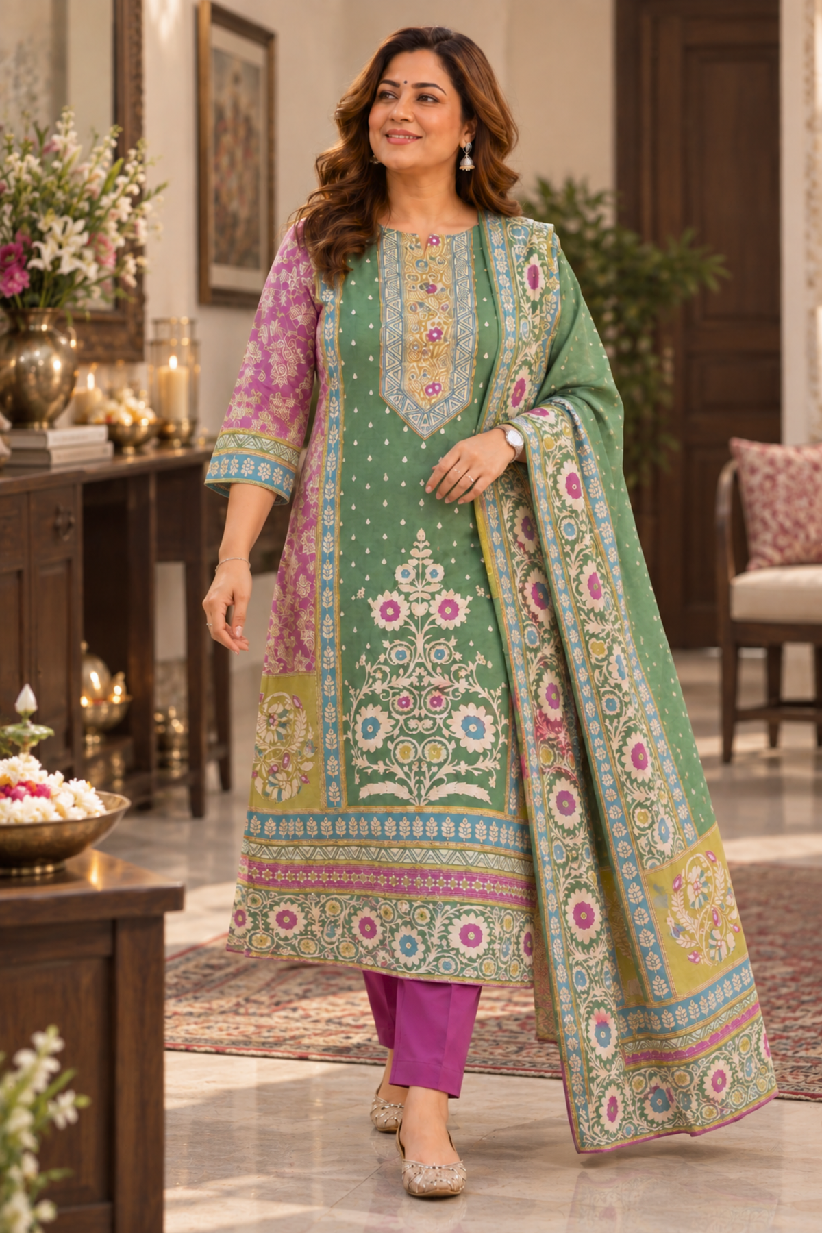 Hina Karachi Muslin Suit with Aari Work