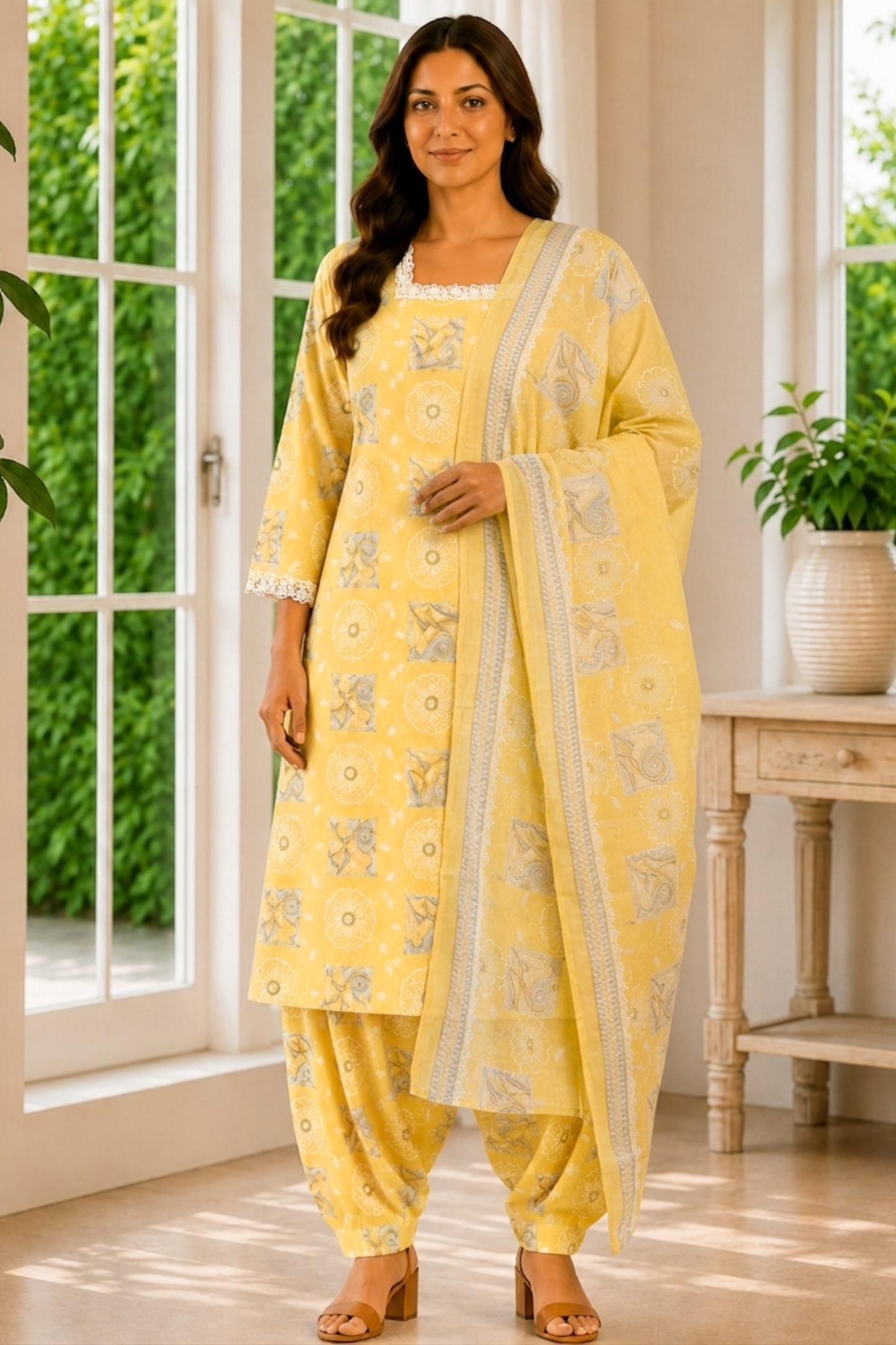 Honey Vanilla Cotton Kurta With Salwar