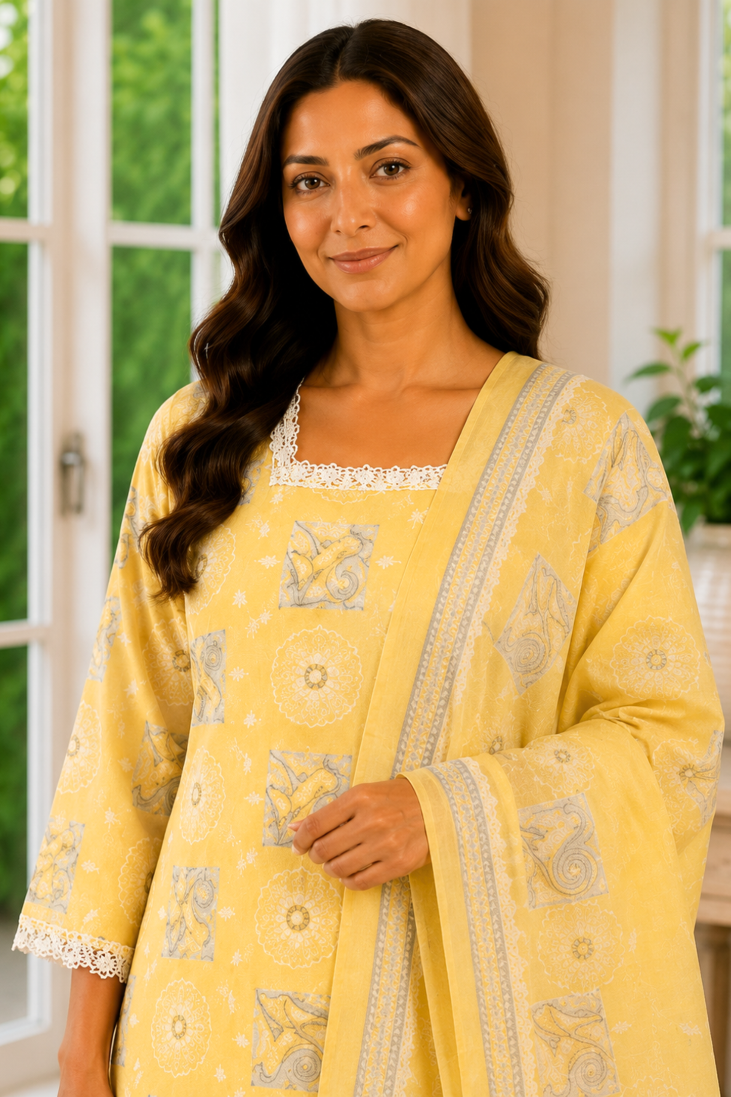 Honey Vanilla Cotton Kurta With Salwar
