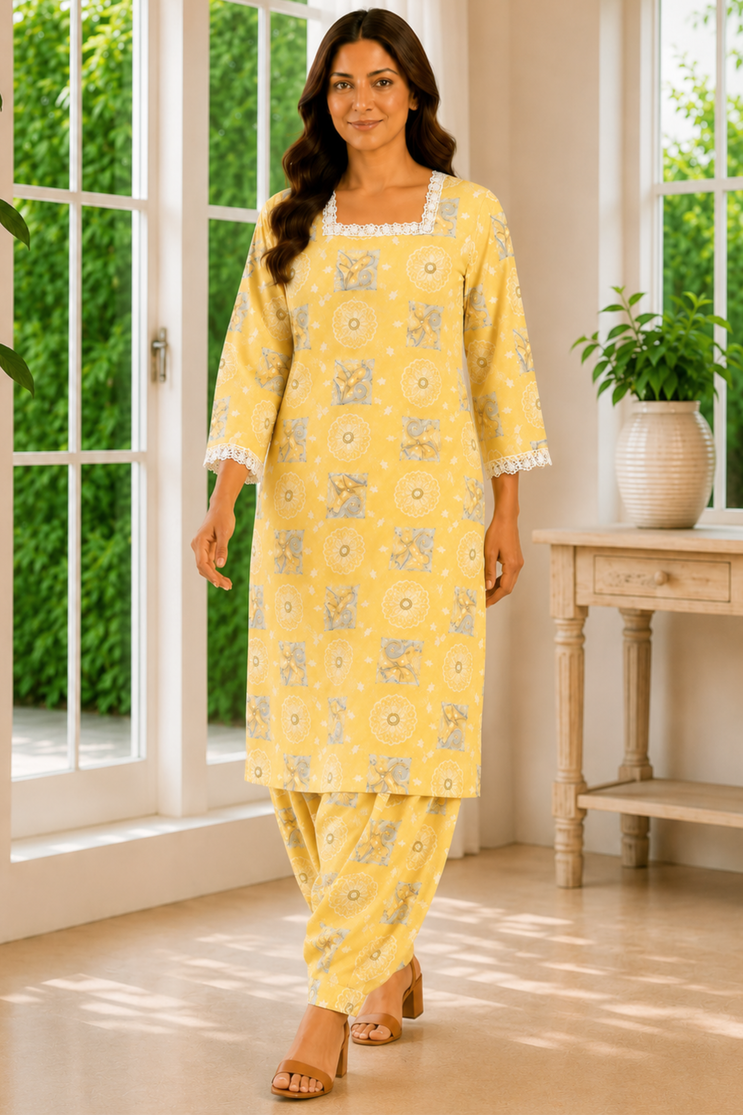 Honey Vanilla Cotton Kurta With Salwar