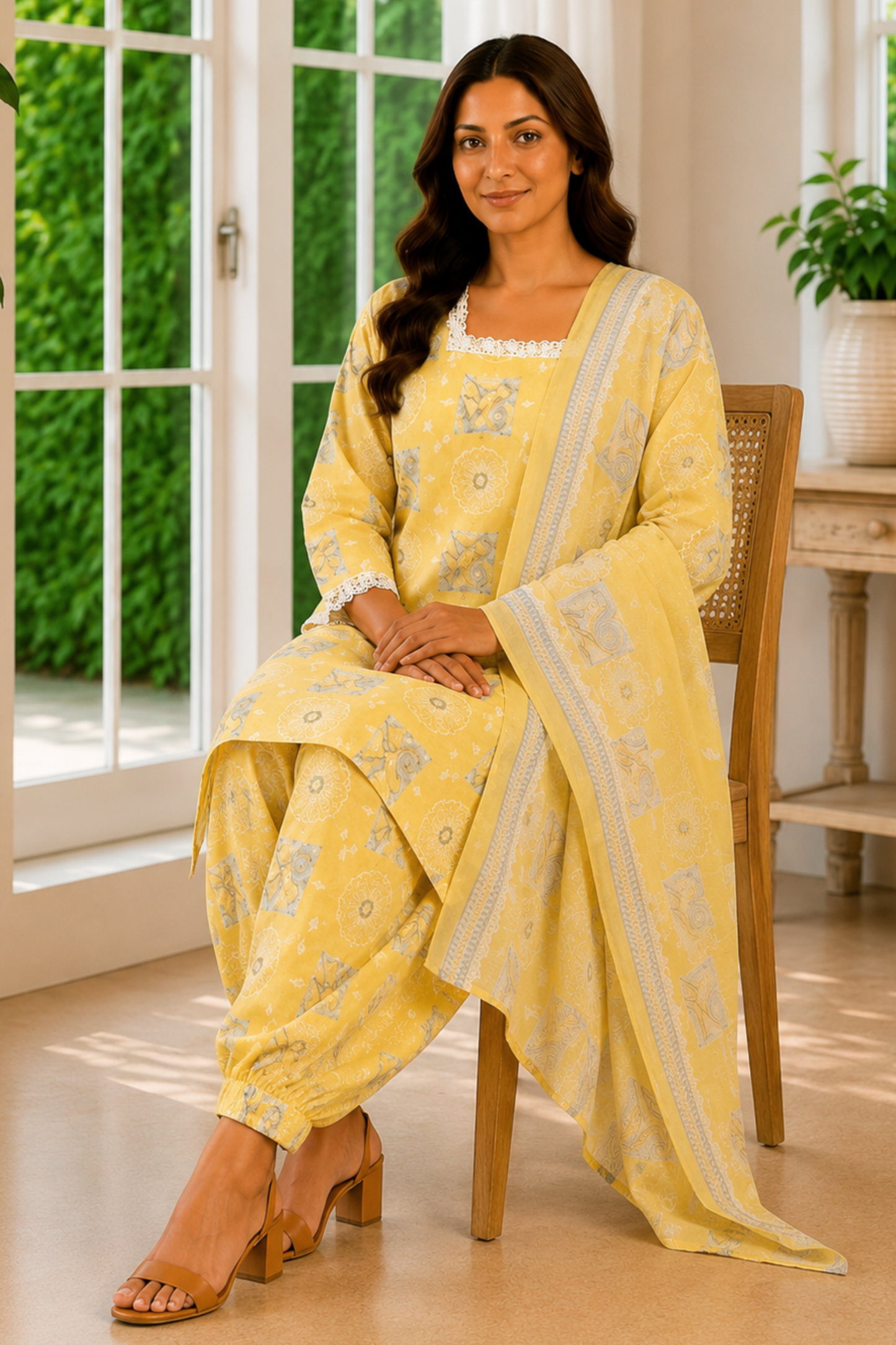 Honey Vanilla Cotton Kurta With Salwar
