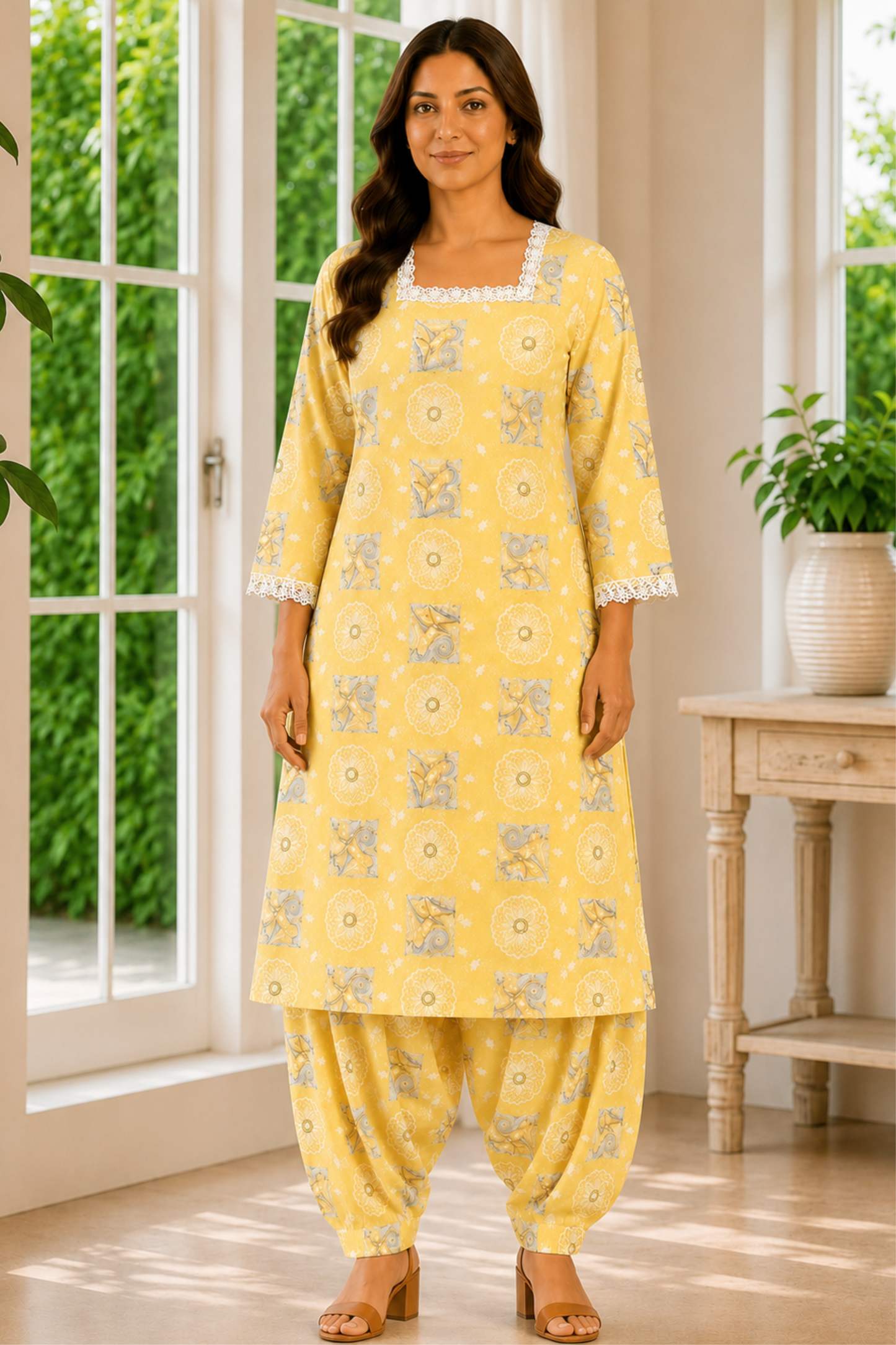 Honey Vanilla Cotton Kurta With Salwar