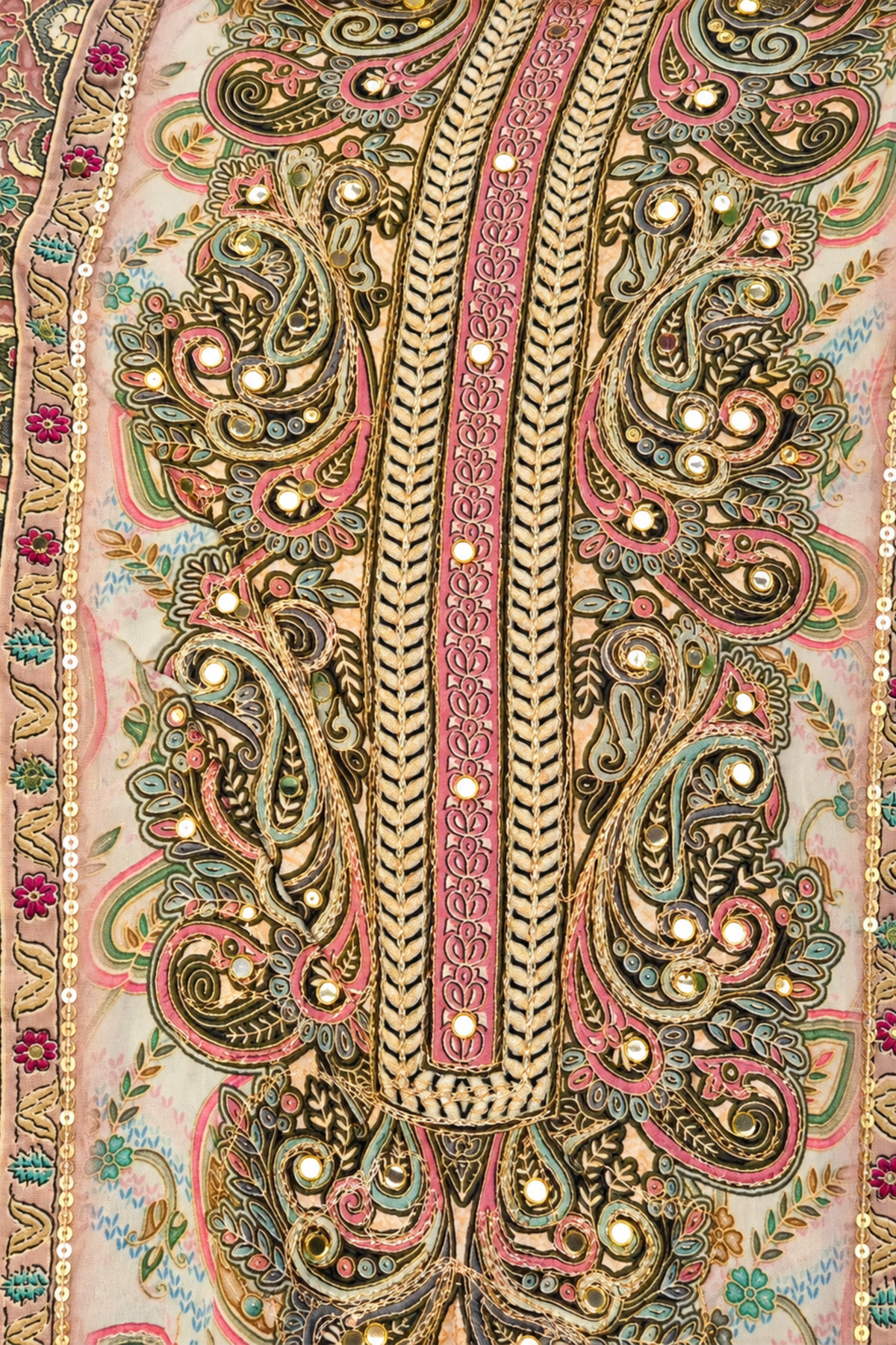 Zoya Karachi Muslin Suit With Mirror Work