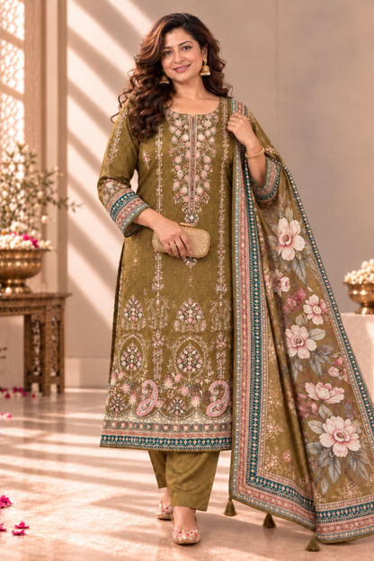 Huma Karachi Muslin Suit With Aari Work
