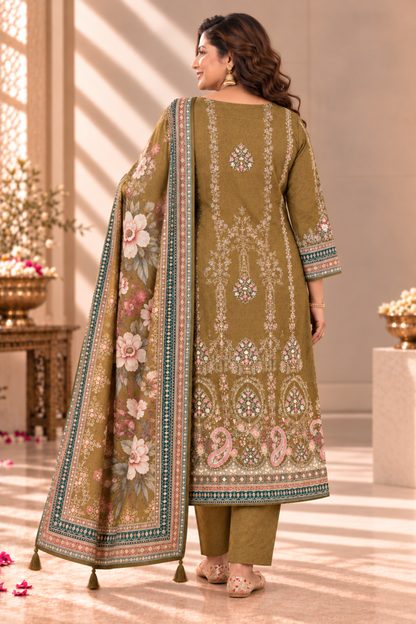 Huma Karachi Muslin Suit With Aari Work