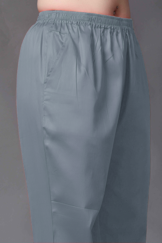 Dark Grey Cotton Metallic Pant Palazzo