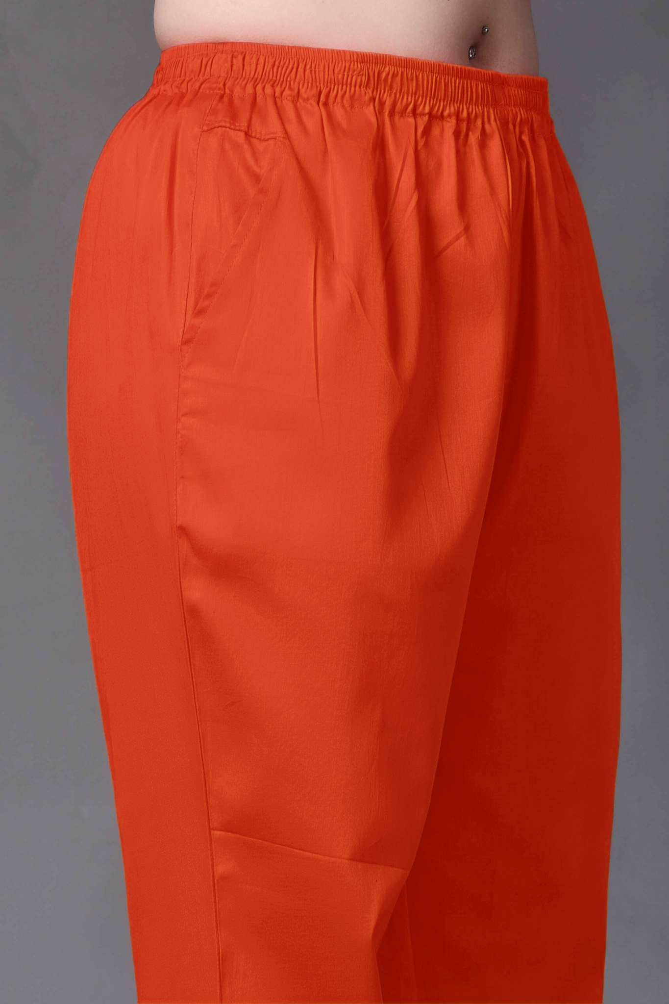 Orange Cotton Metallic Pant Palazzo