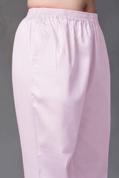 Light Mauve Cotton Metallic Pant Palazzo