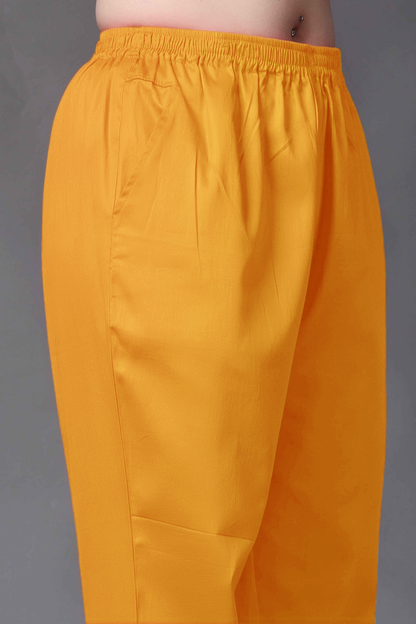 Mustard Cotton Metallic Pant Palazzo