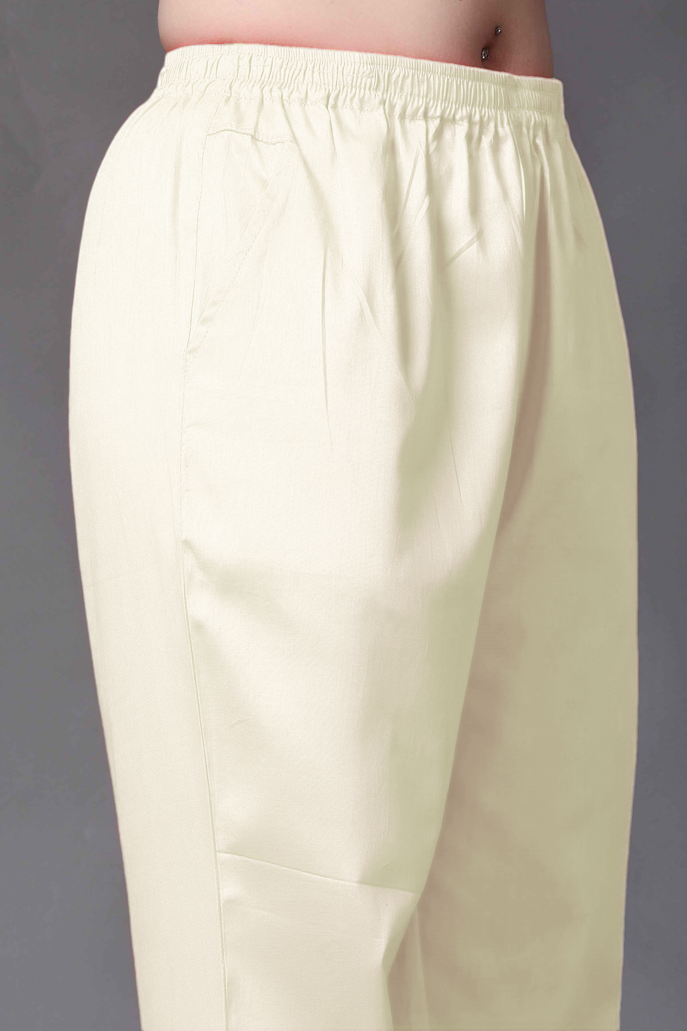 Ivory Cotton Metallic Pant Palazzo
