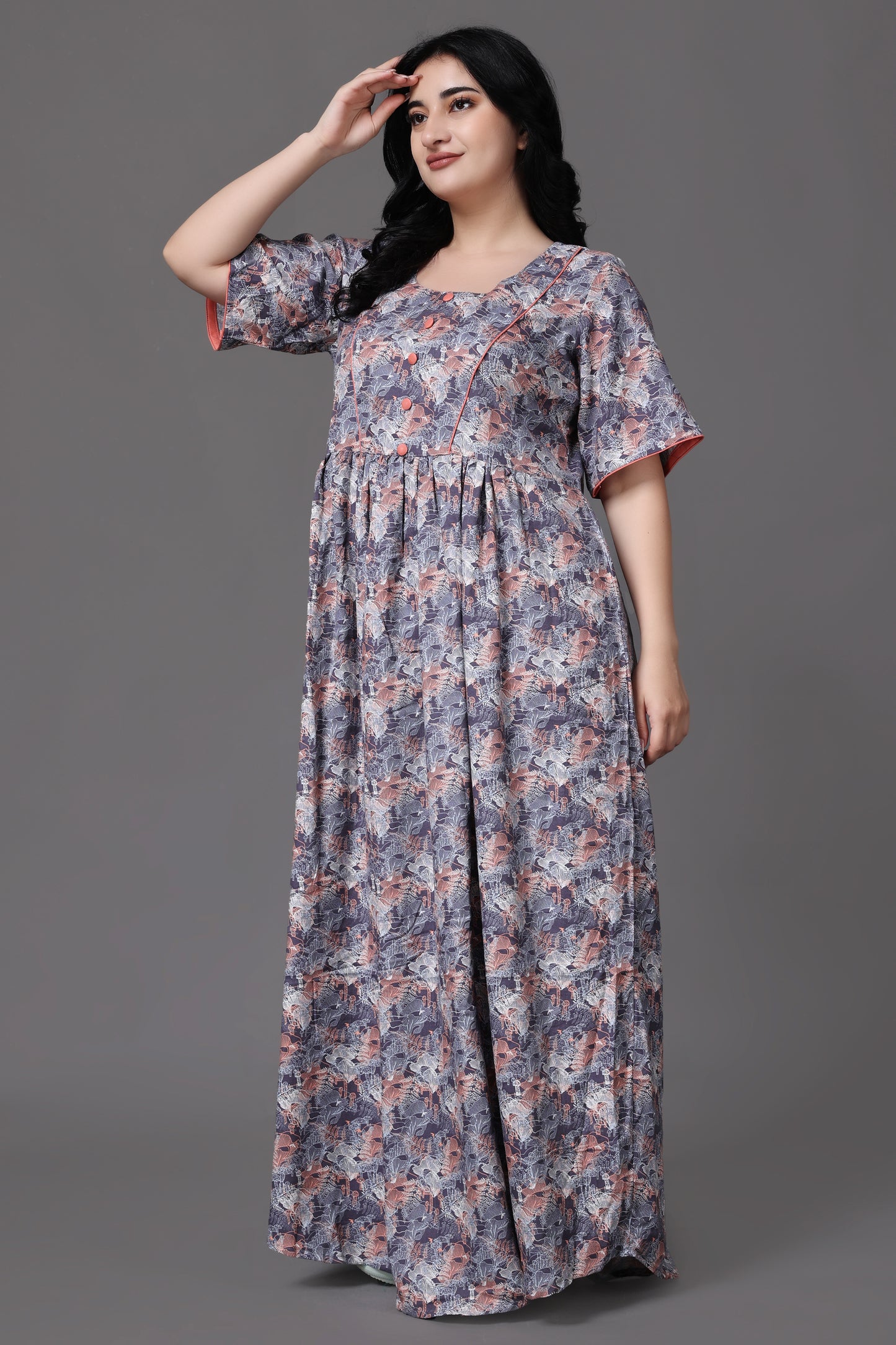 Muted Toned Rayon Night Gown