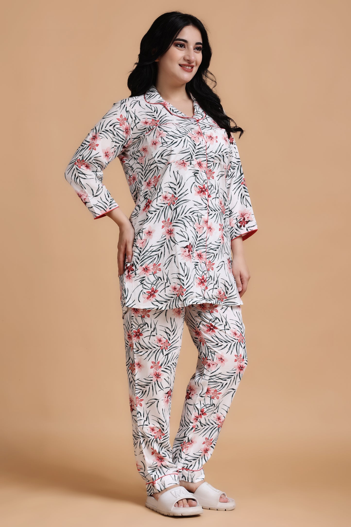 Ivory Oasis Rayon Night Suit