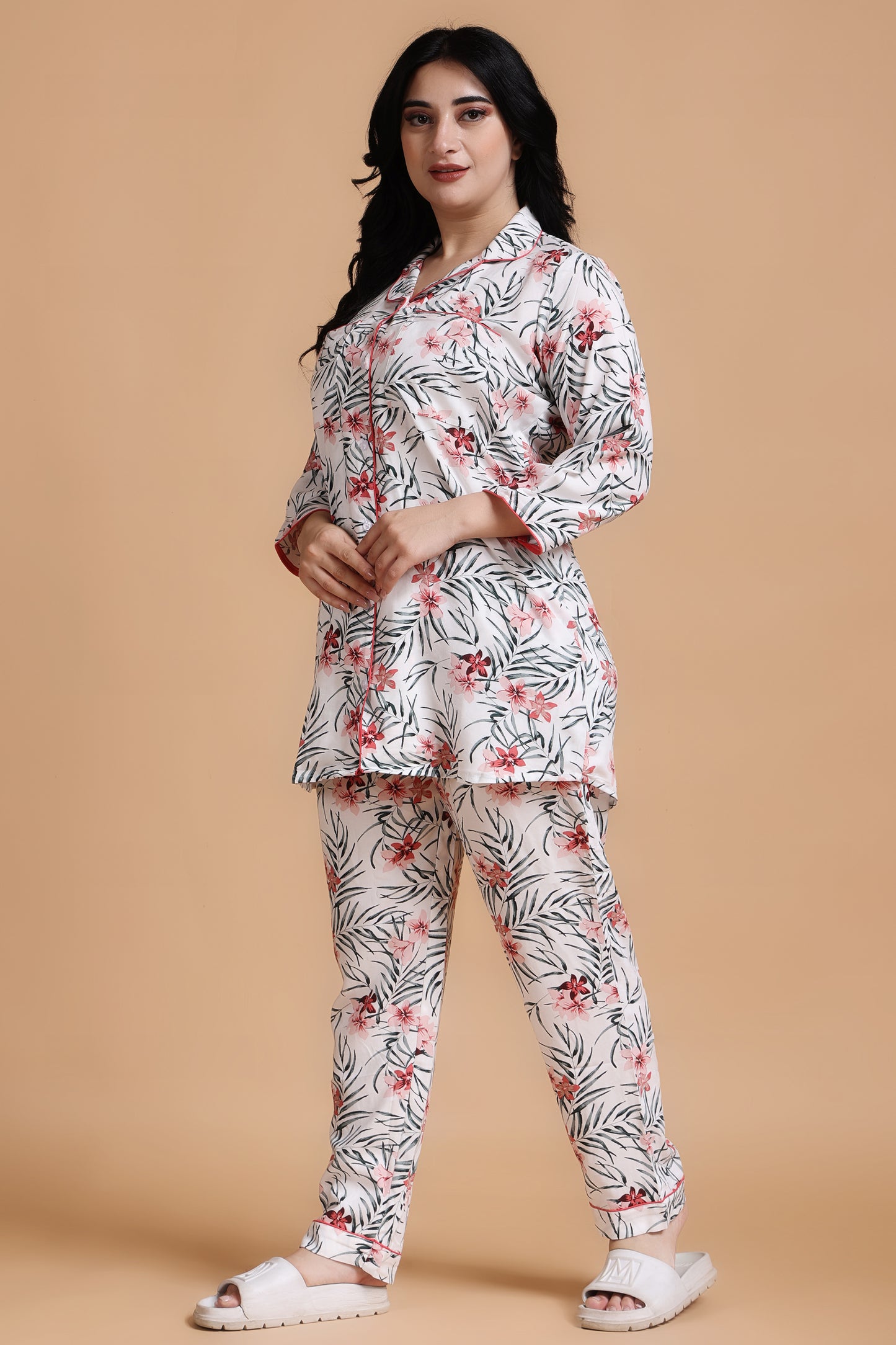 Ivory Oasis Rayon Night Suit