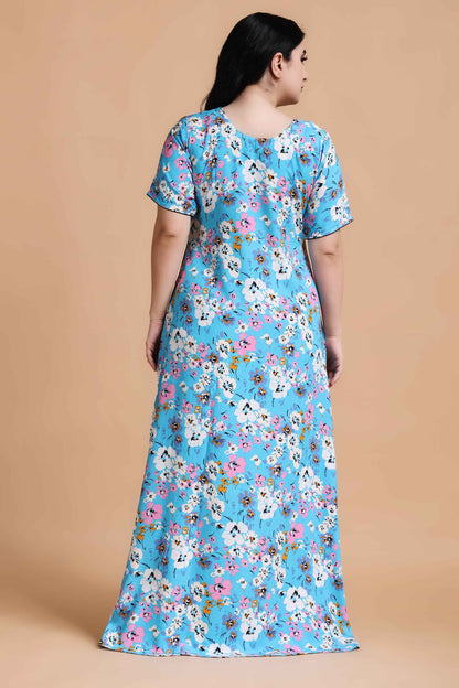 Buy Plus Size ​Floral Bliss Rayon Night Gown At Apella | Sizes XS to 10 XL | India | Free Delivery | Customized