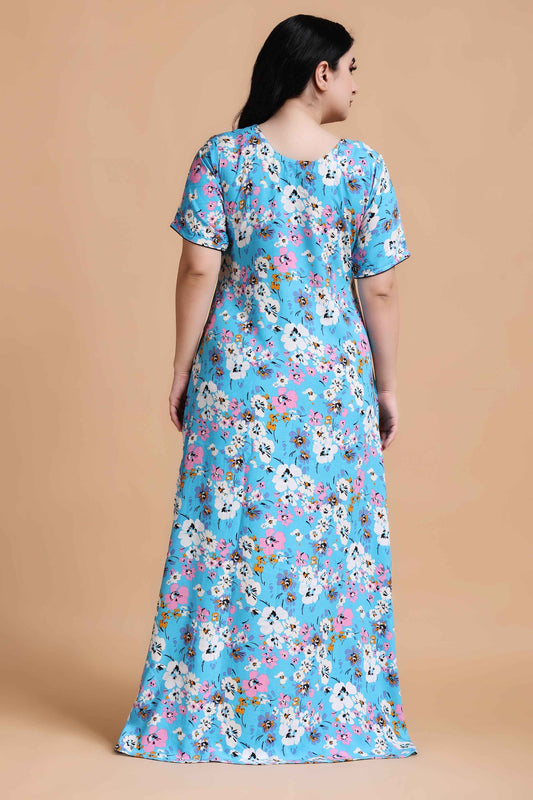 Buy Plus Size ​Floral Bliss Rayon Night Gown At Apella | Sizes XS to 10 XL | India | Free Delivery | Customized