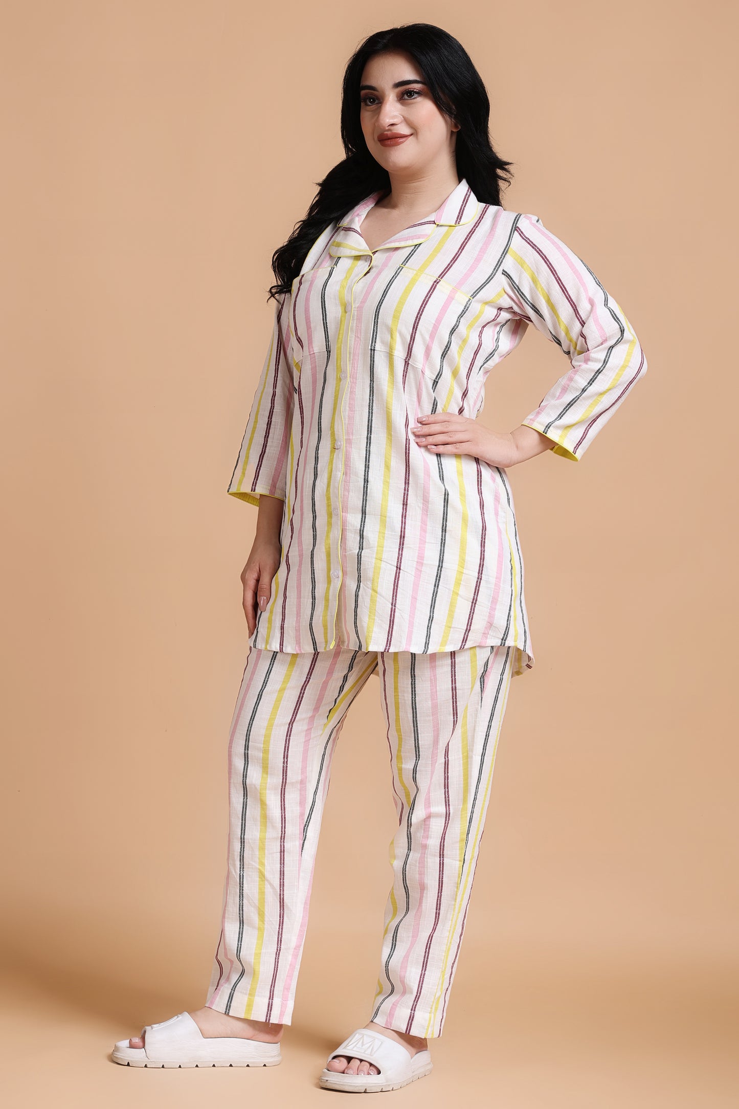Soothing Striped Cotton Night Suit