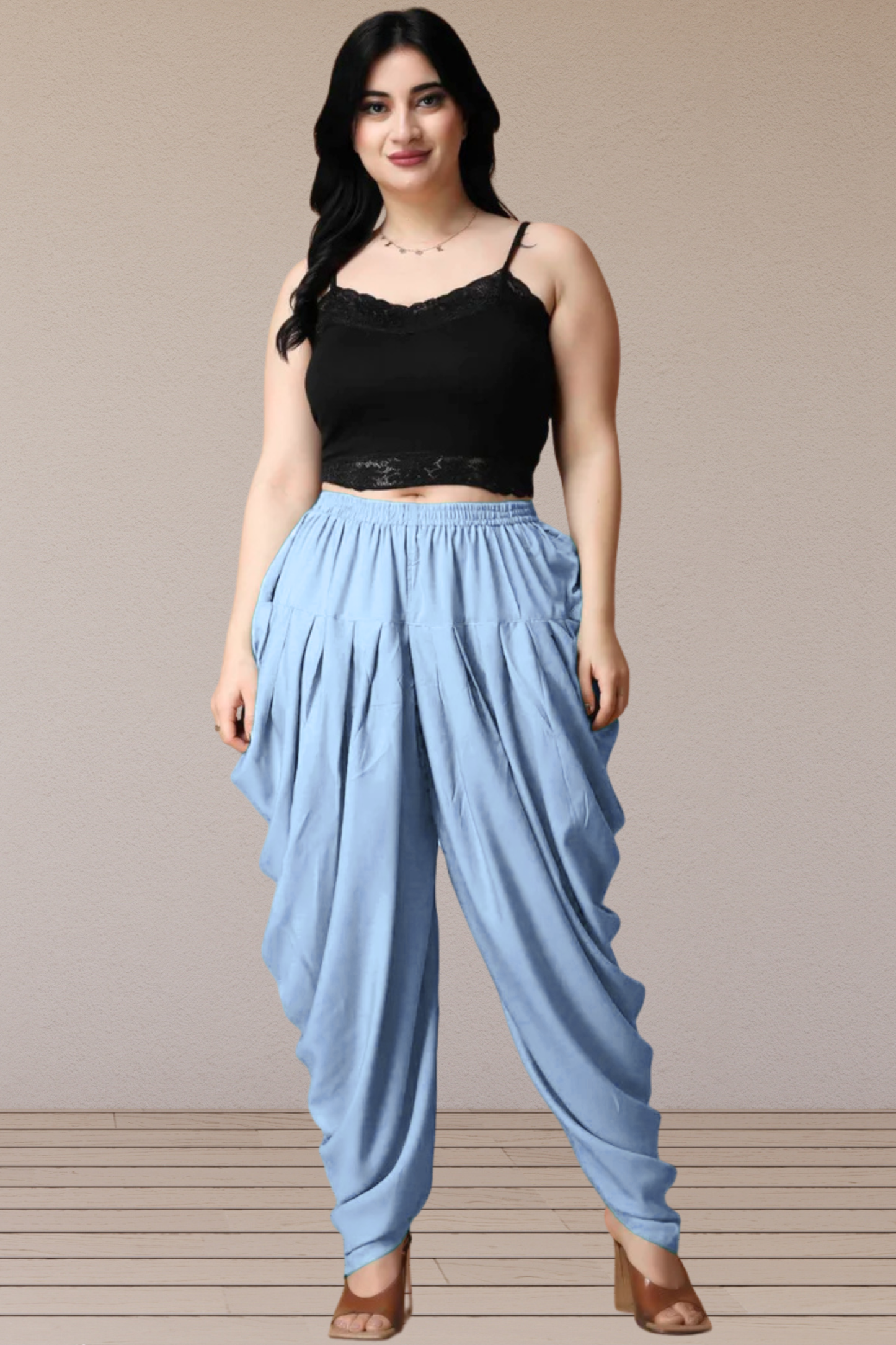 Ice Blue Belted Dhoti Salwar