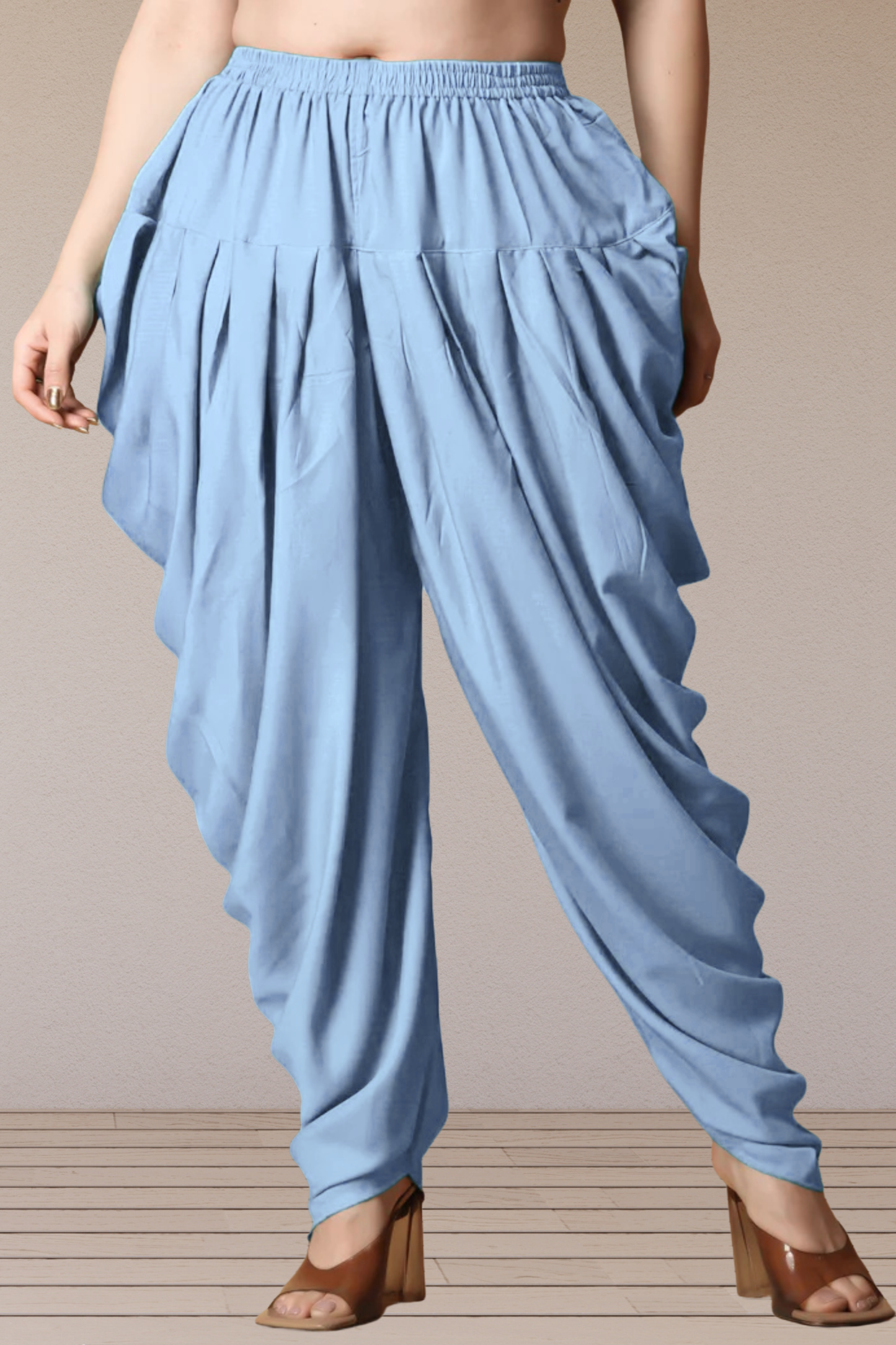 Ice Blue Belted Dhoti Salwar