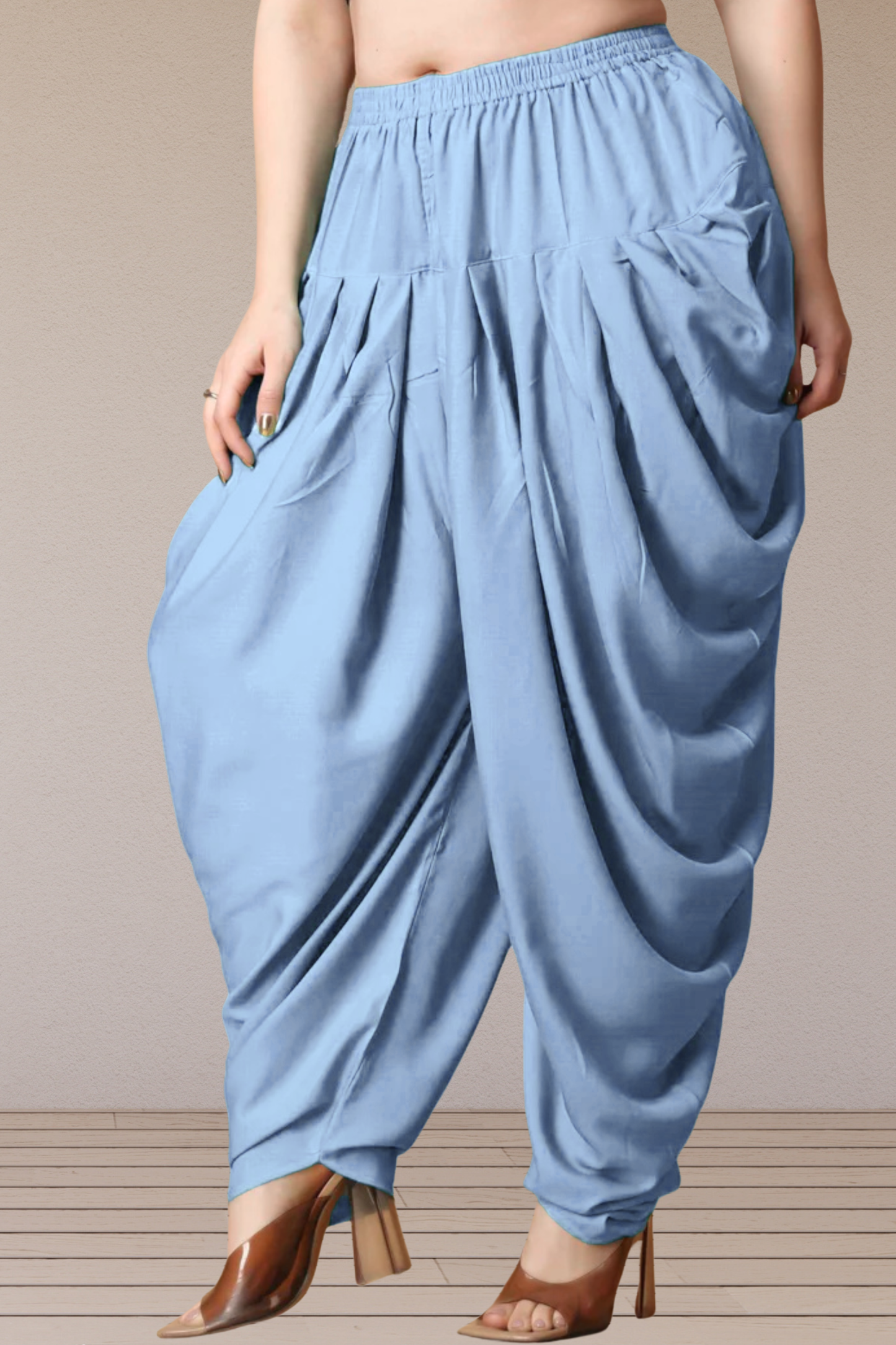 Ice Blue Belted Dhoti Salwar