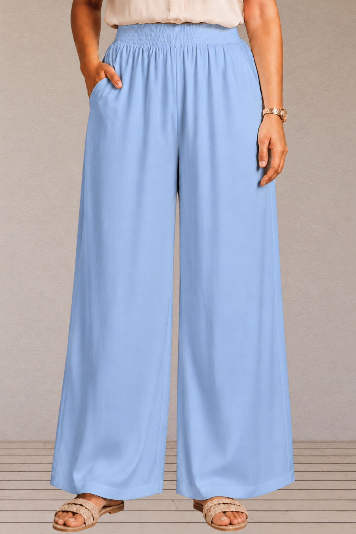 Ice Blue Flared Palazzo Pant
