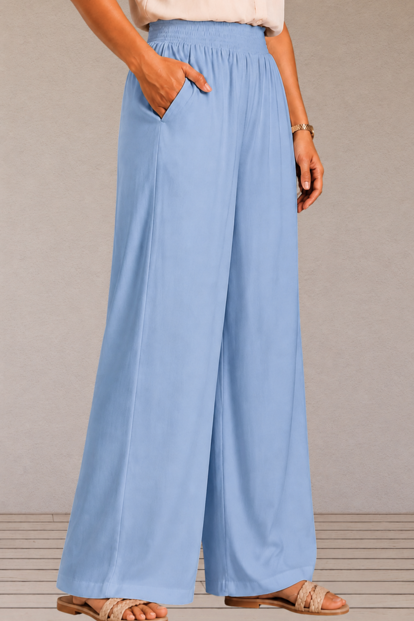 Ice Blue Flared Palazzo Pant