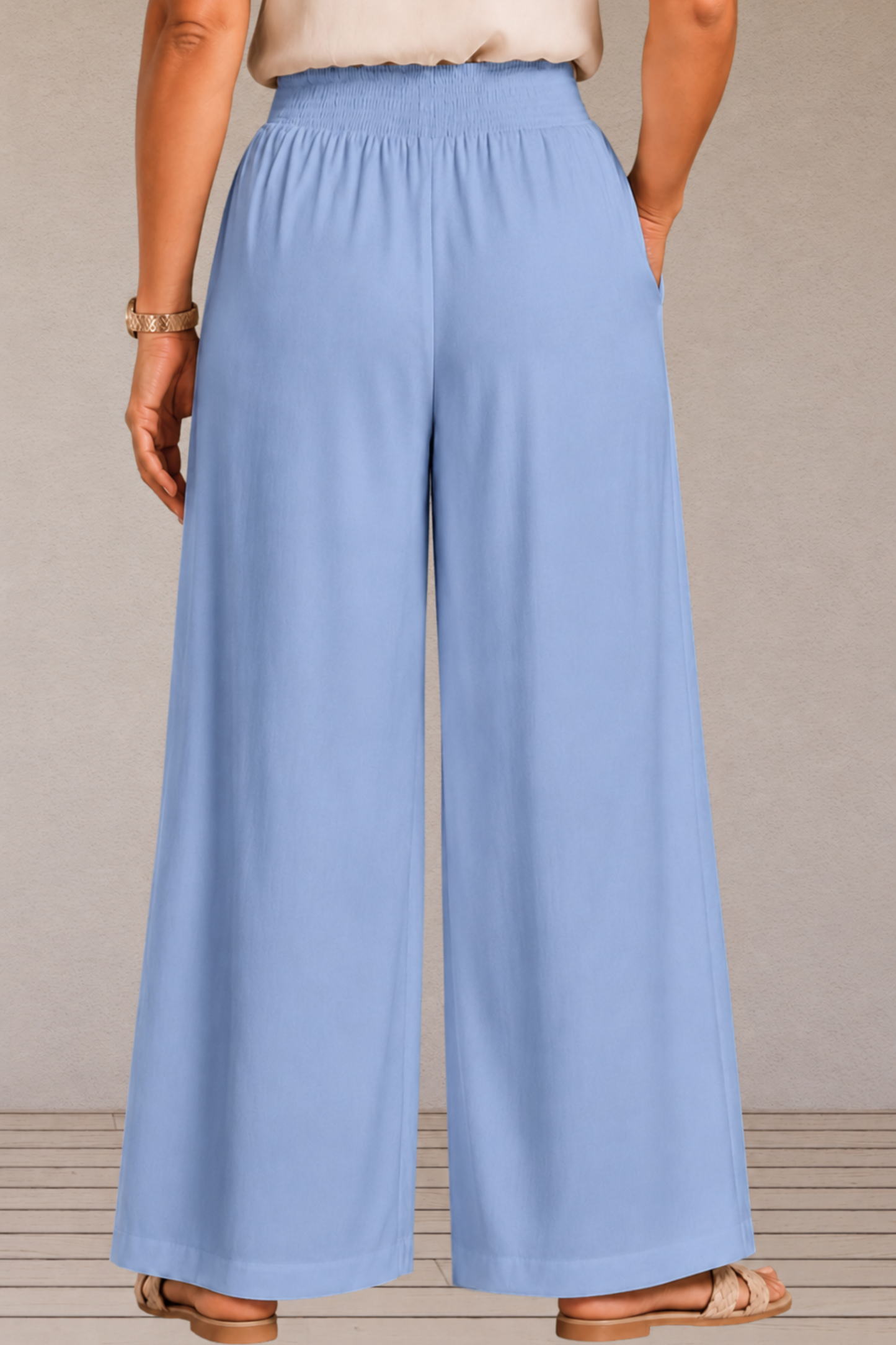 Ice Blue Flared Palazzo Pant