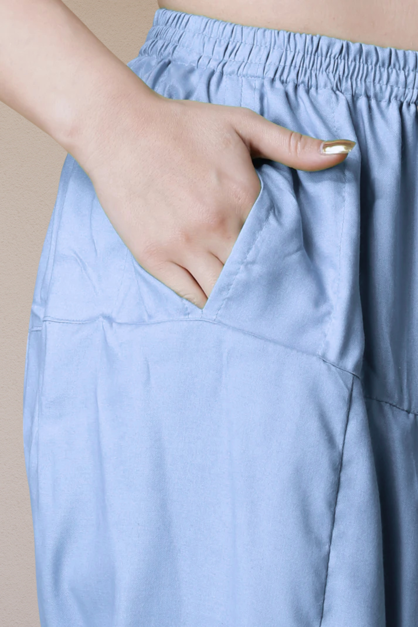 Ice Blue Pleated Rayon Salwar