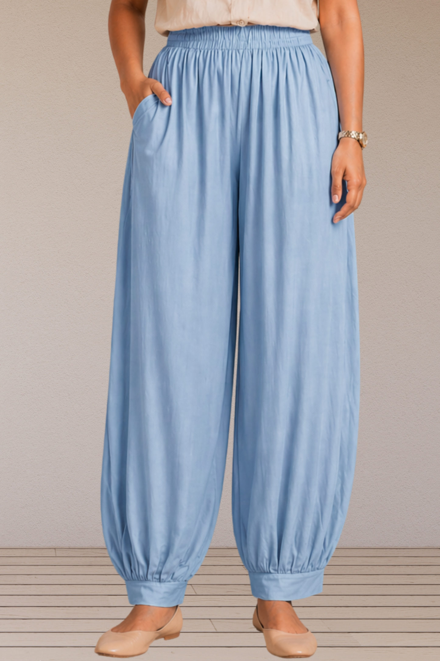 Ice Blue Rayon Afghani Pants