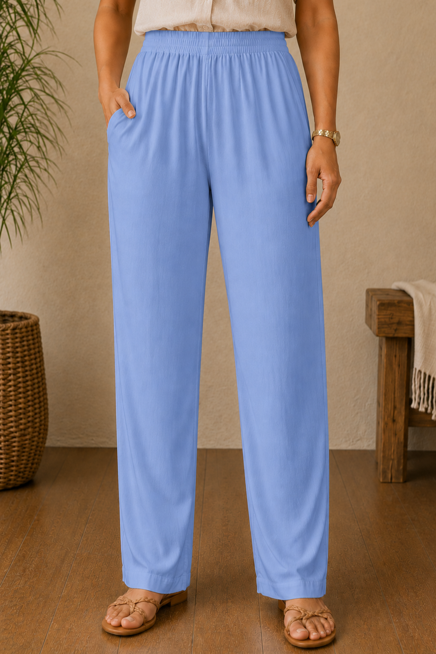 Ice Blue Rayon Kurti Pant