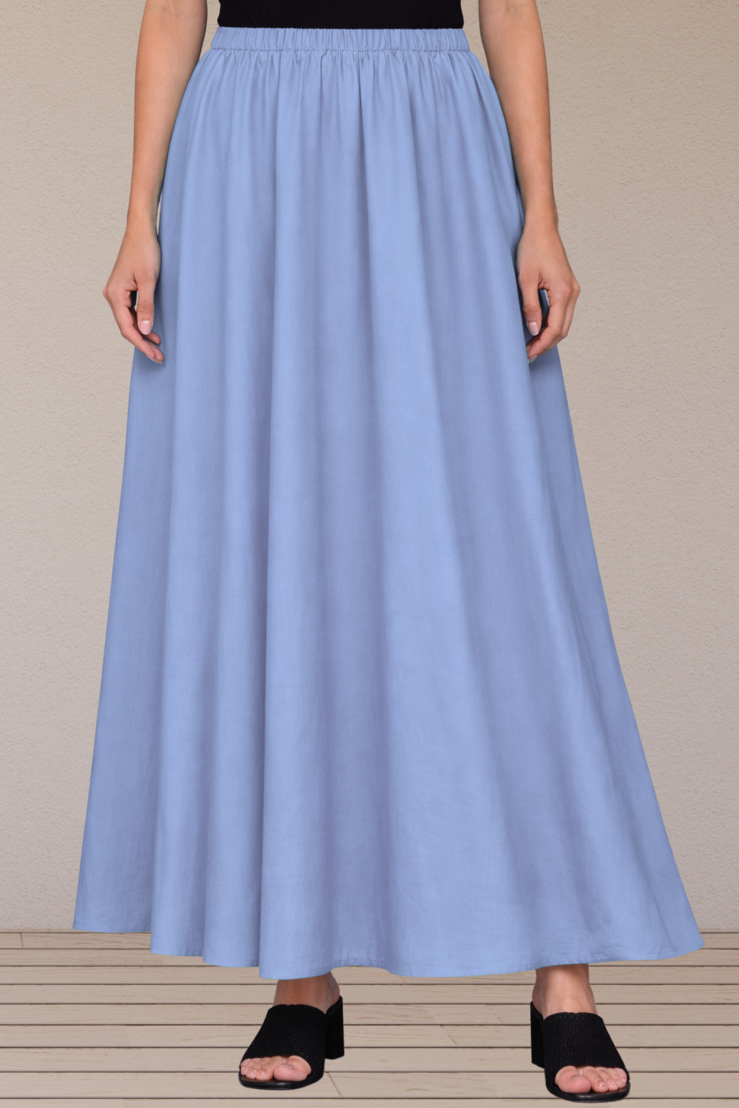 Ice Blue Rayon Long Skirt