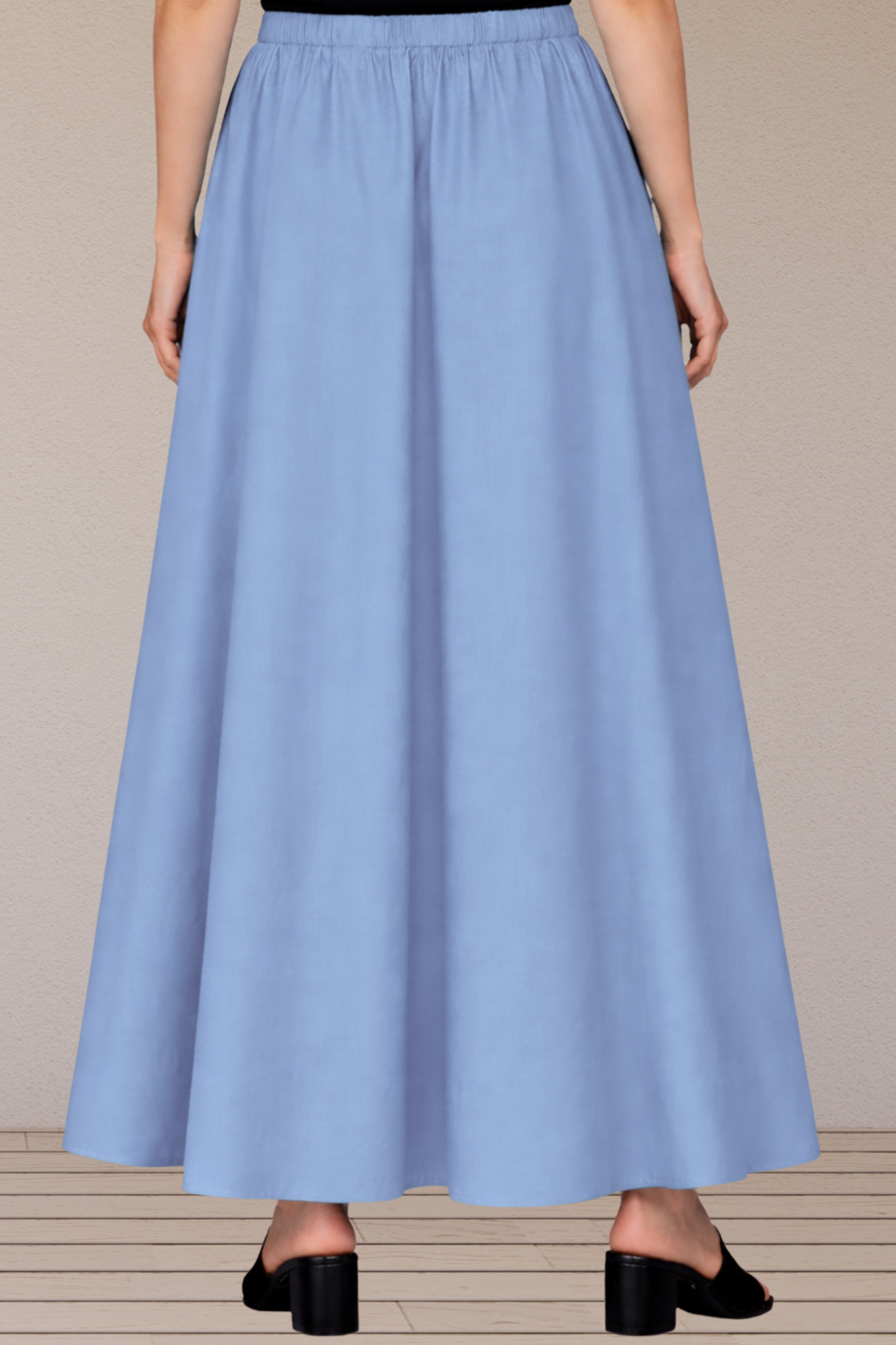 Ice Blue Rayon Long Skirt
