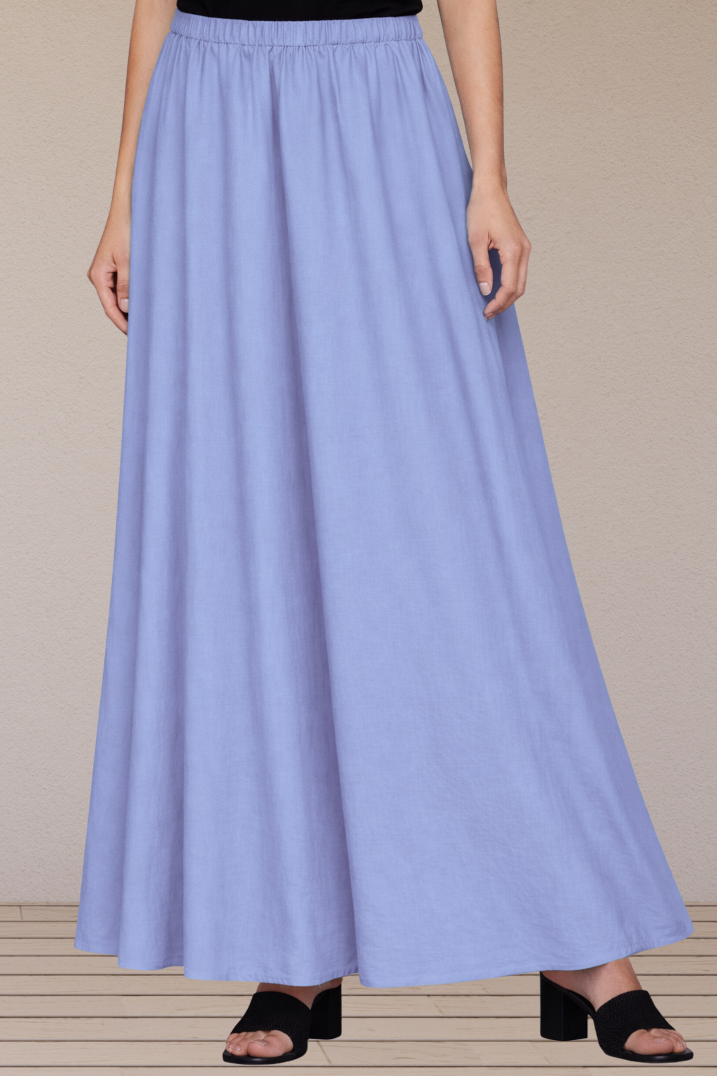 Ice Blue Rayon Long Skirt