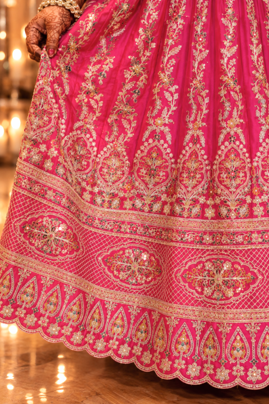 Ilisha Magenta Embroidered Dress With Dupatta