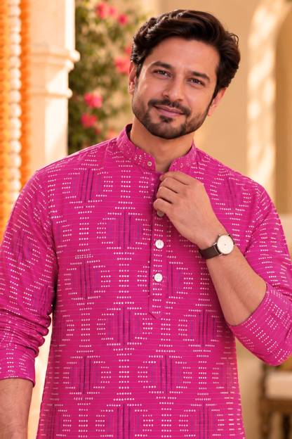 Fuchsia Trail Foiled Festive Kurta