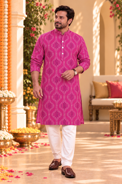 Fuchsia Trail Foiled Festive Kurta