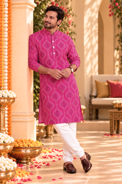Fuchsia Trail Foiled Festive Kurta