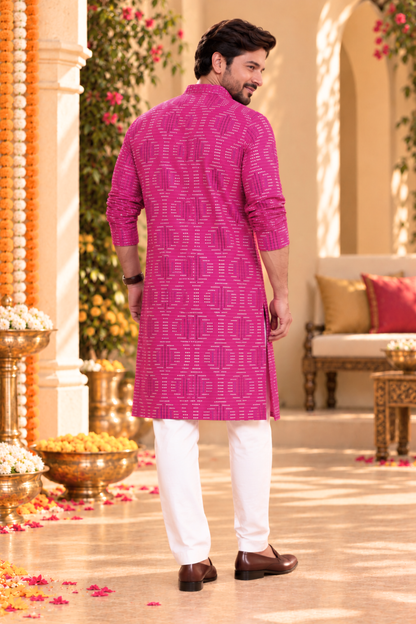 Fuchsia Trail Foiled Festive Kurta