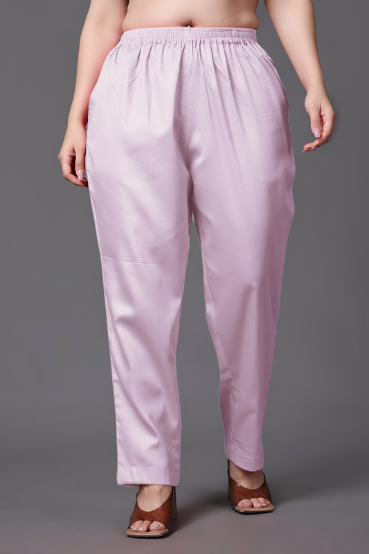 Light Mauve Cotton Metallic Pant Palazzo