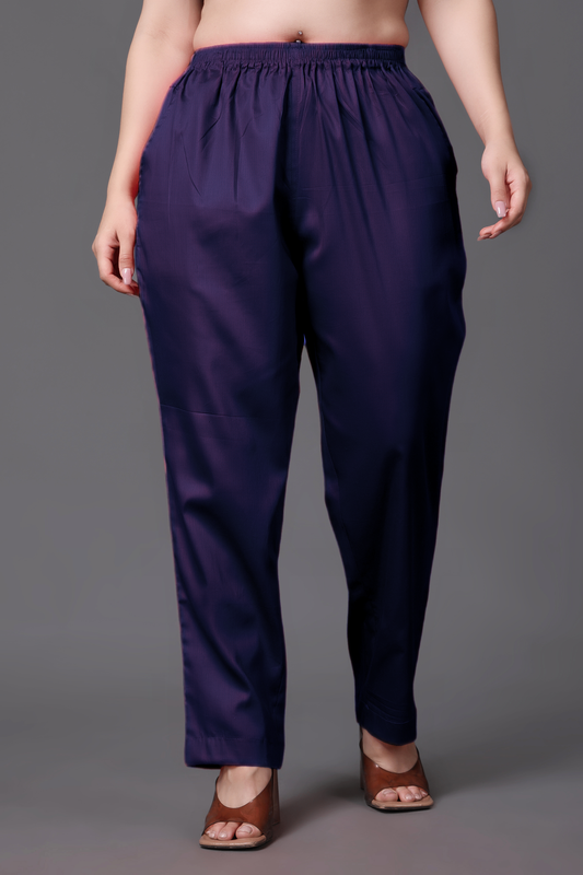 Navy Blue Cotton Metallic Pant Palazzo