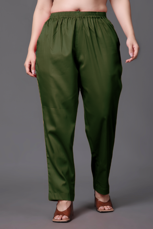 Mehandi Cotton Metallic Pant Palazzo