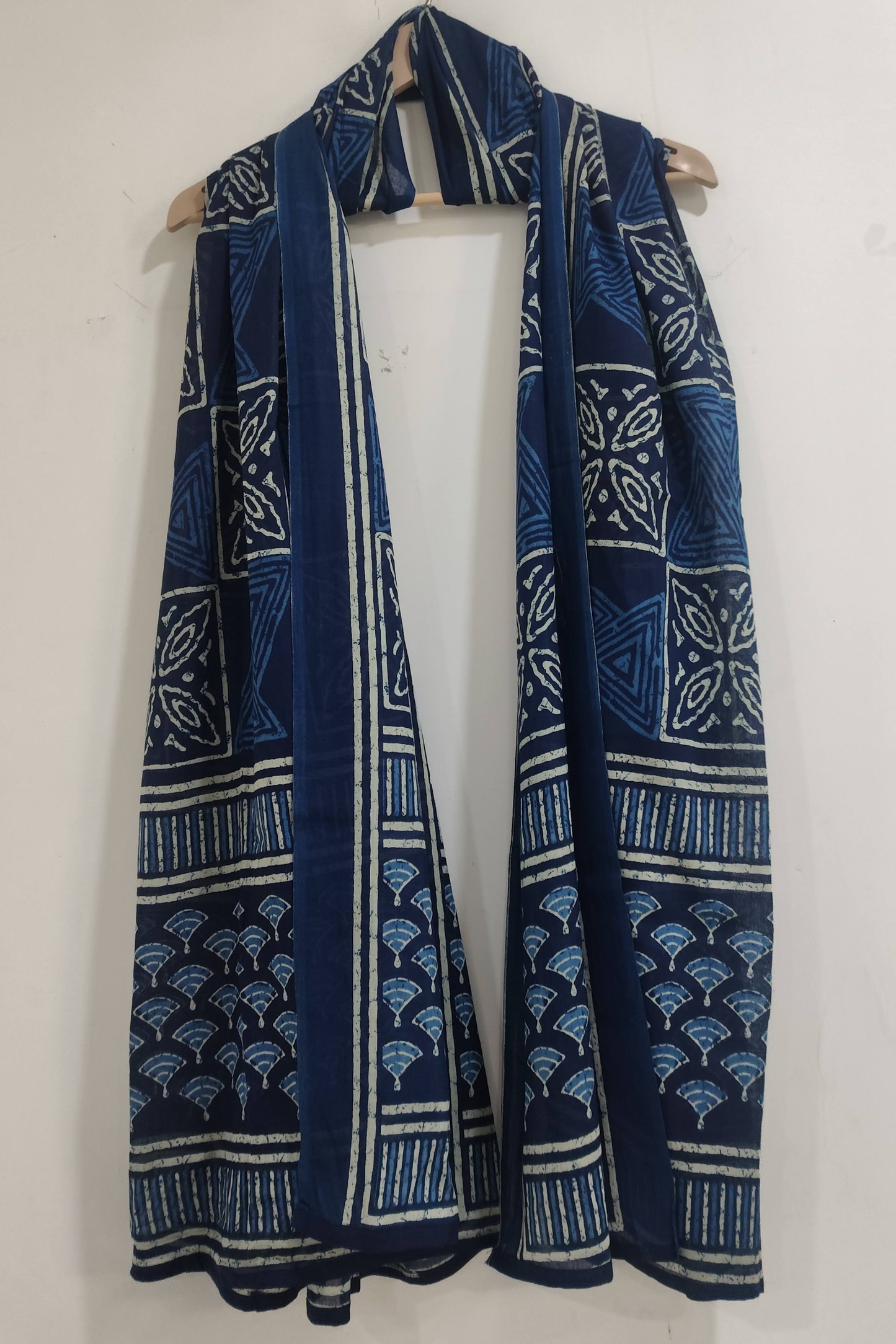 Indigo Block Cotton Dupatta