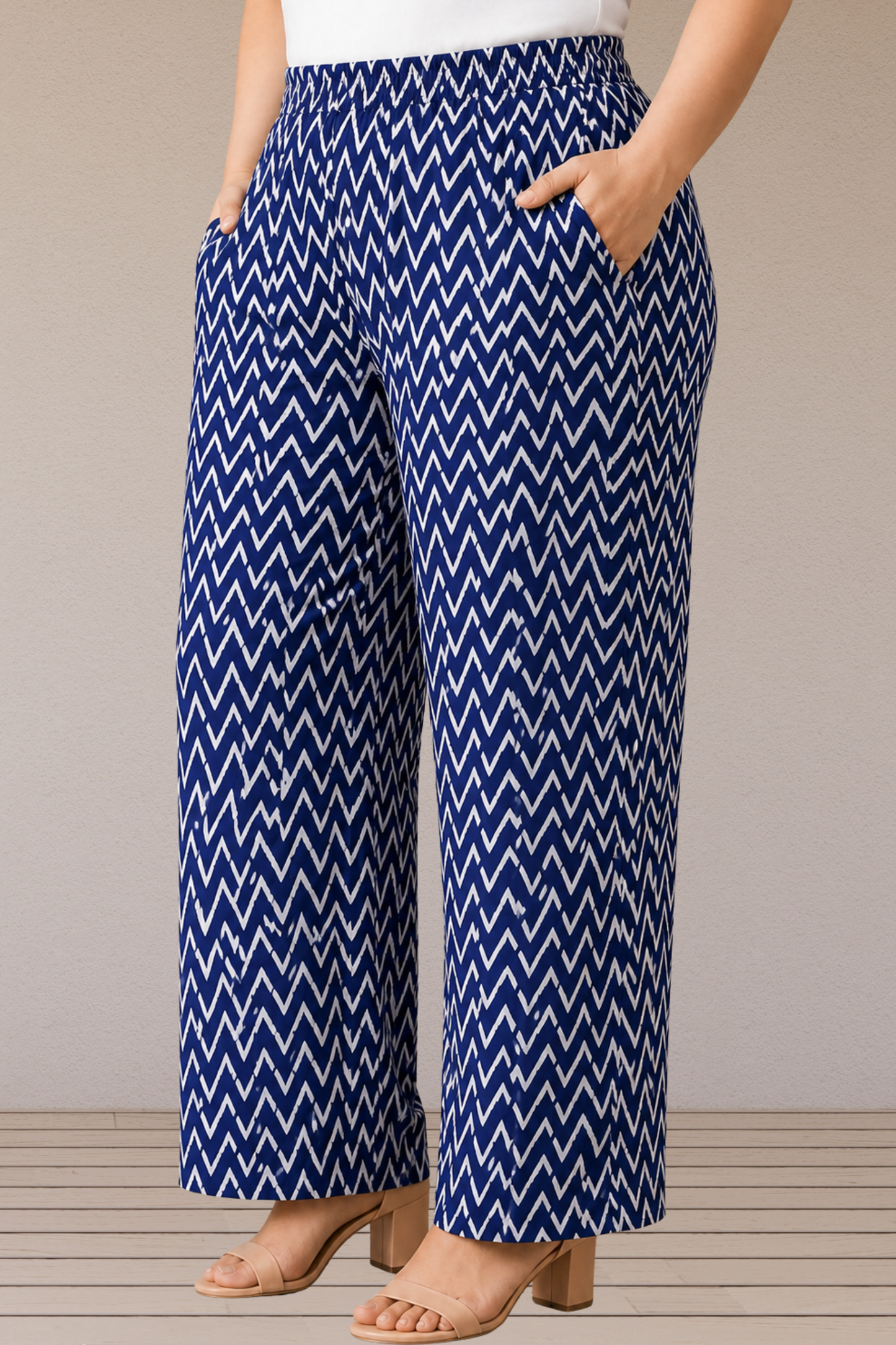 Indigo Chevron Cotton Pant Palazzo