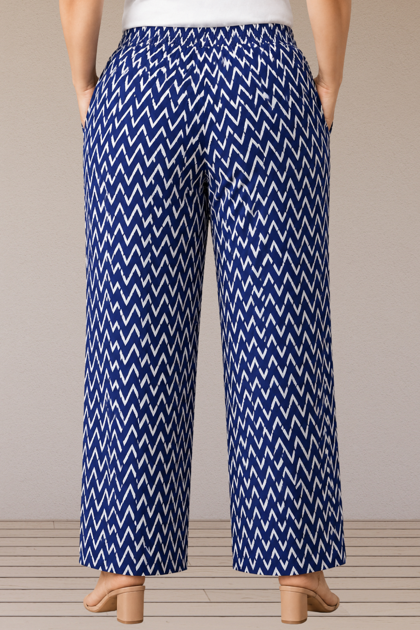 Indigo Chevron Cotton Pant Palazzo