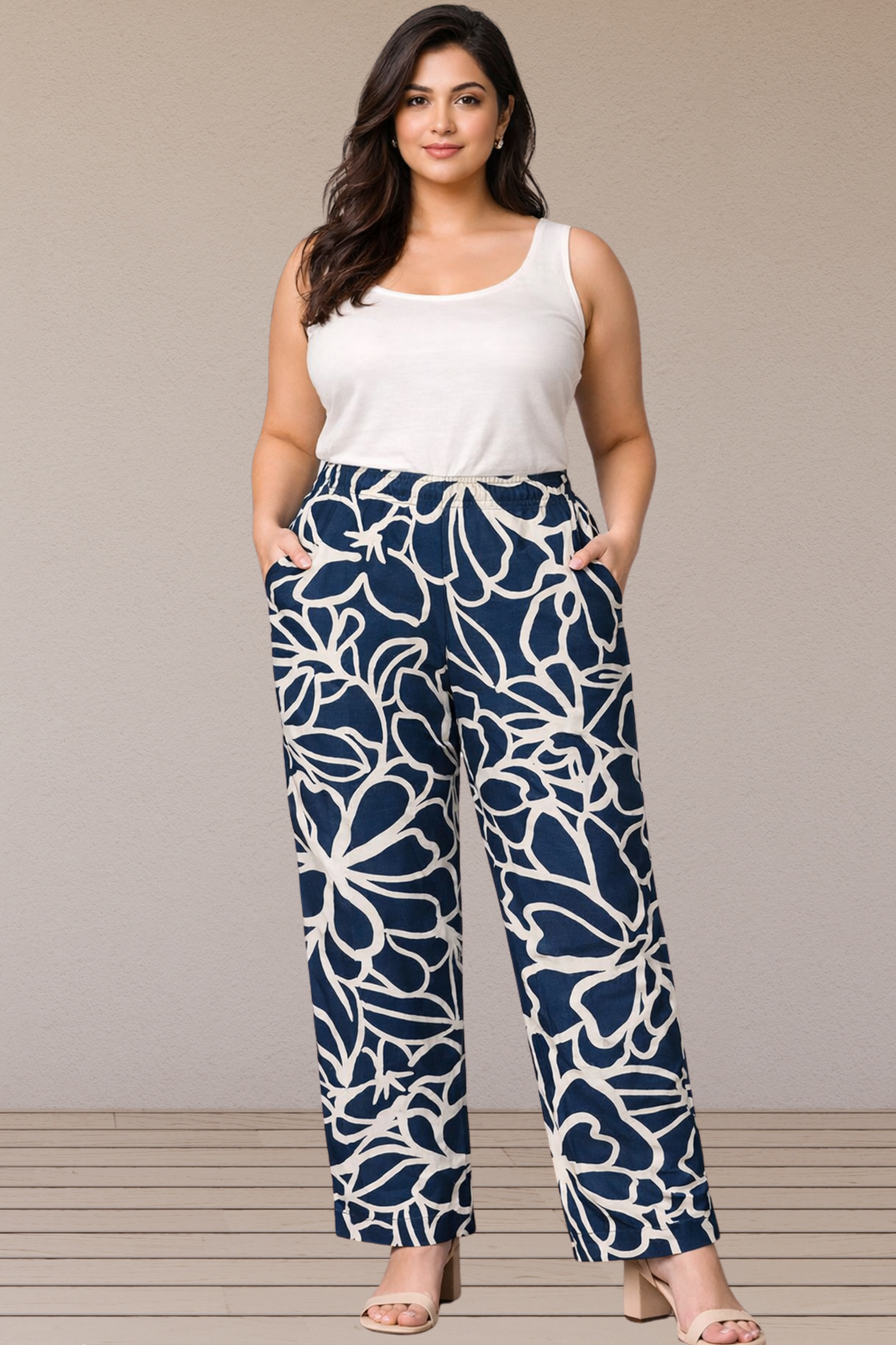 Indigo Cotton Bloom Pant Palazzo