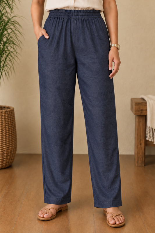 Indigo Blue Cotton Denim Pants