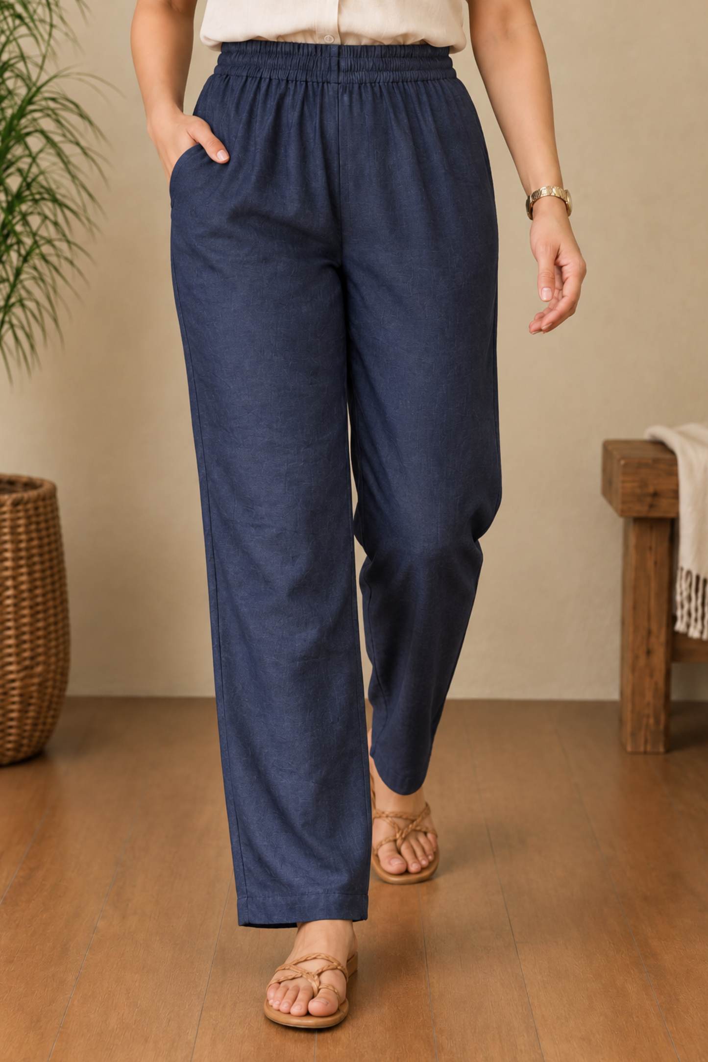 Indigo Blue Cotton Denim Pants