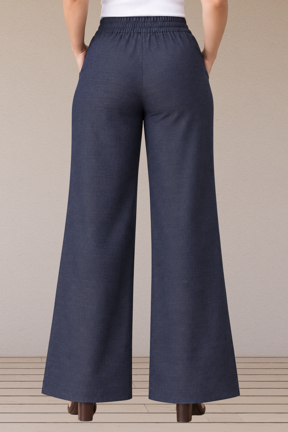 Indigo Blue Cotton Denim Wide Leg Pants