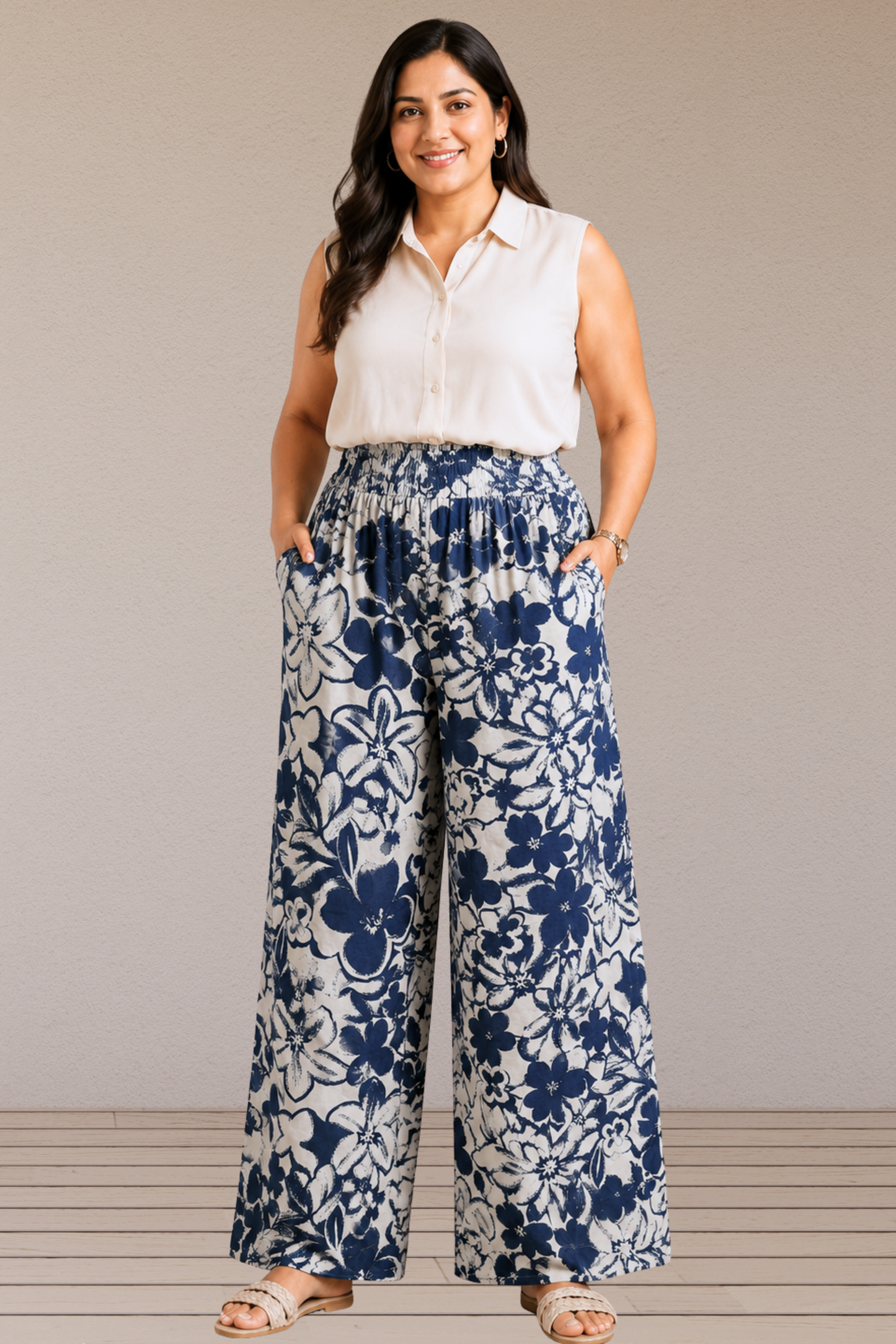 Indigo Floral Rayon Lounge Pants